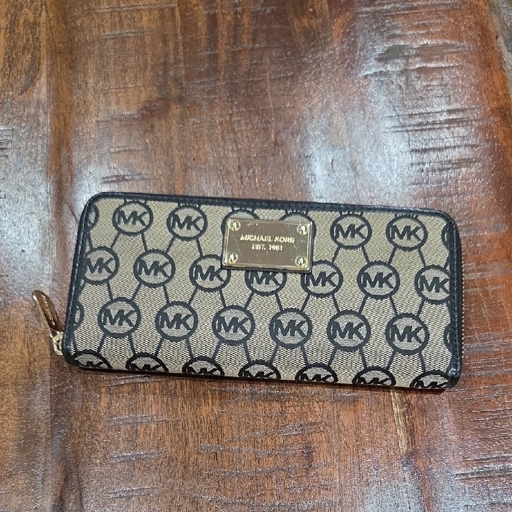Michael Kors Tan and Black Logo Wallet